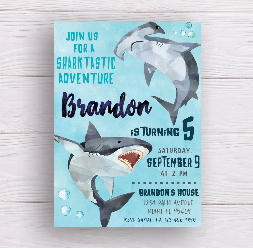 Shark Invitation Shark Birthday Invitation Printable Shark 