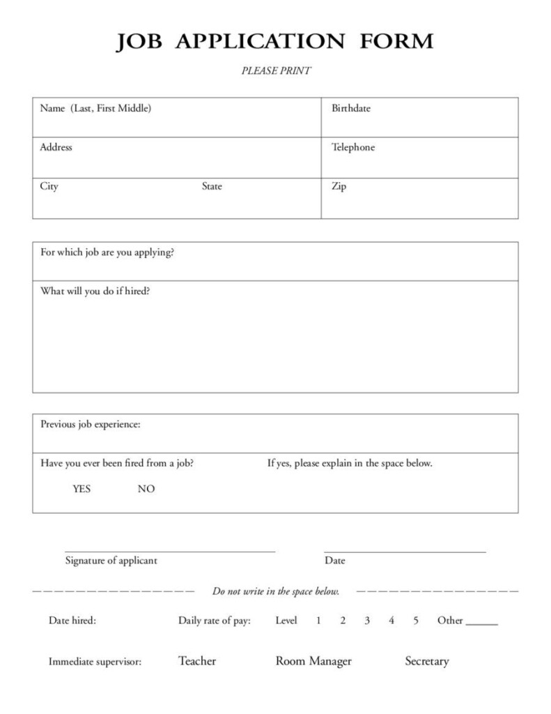 Simple Job Application Form Basic Job Application Forms 