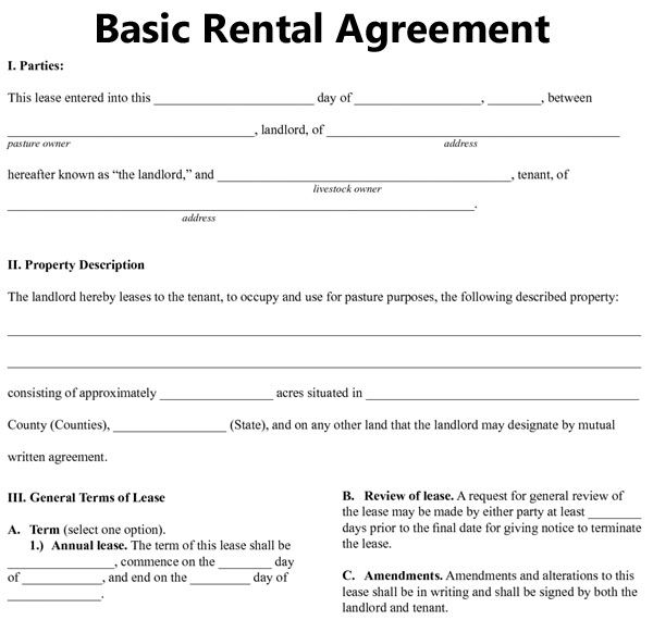 Simple Printable Lease Agreement Template Business PSD 
