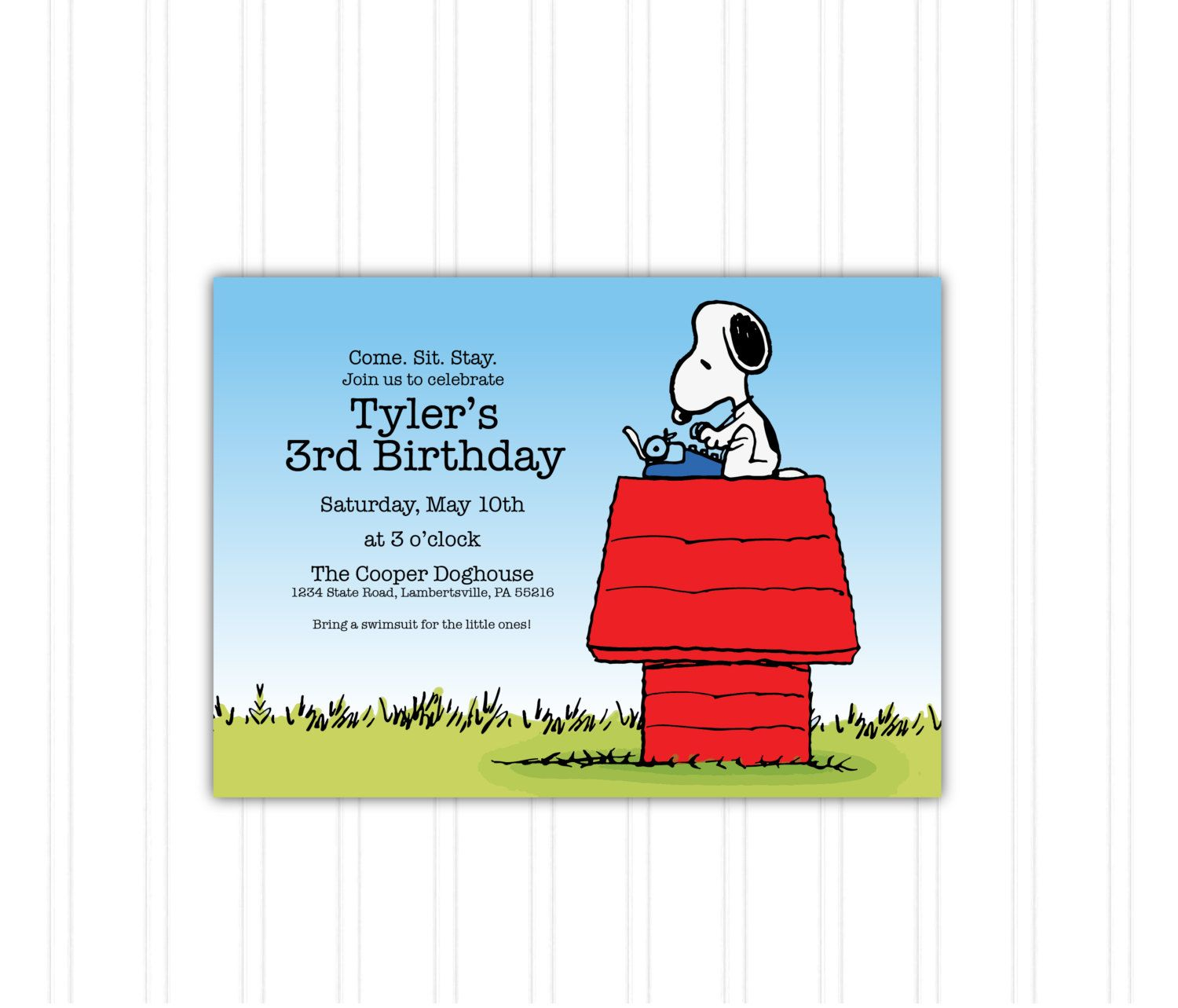Snoopy Doghouse Peanuts Birthday Invitation Printable 