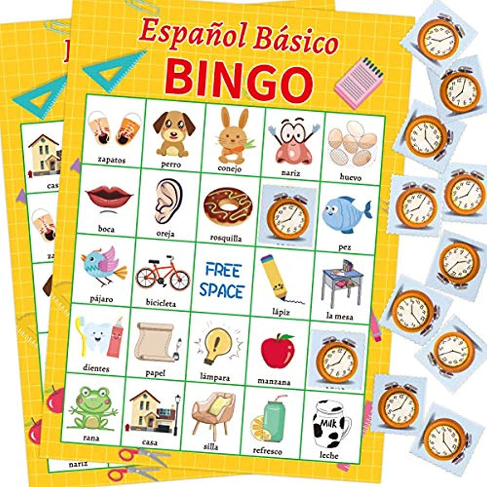 Spanish Bingo Game For Kids 24 Players Home School Party 