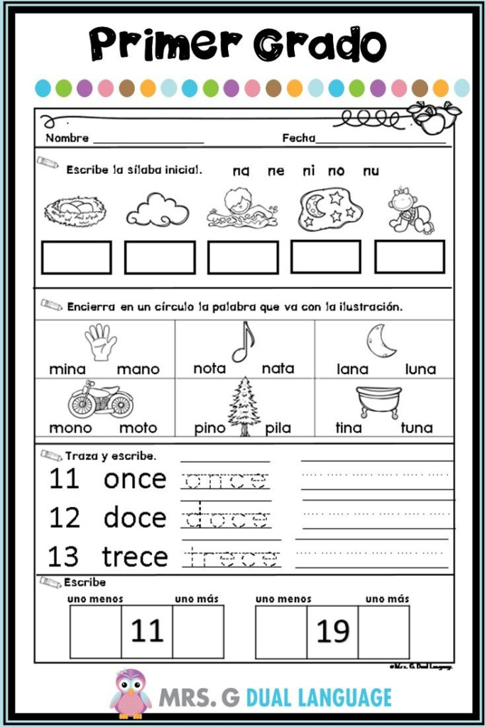 Spanish Morning Work First Grade September Trabajo De La 