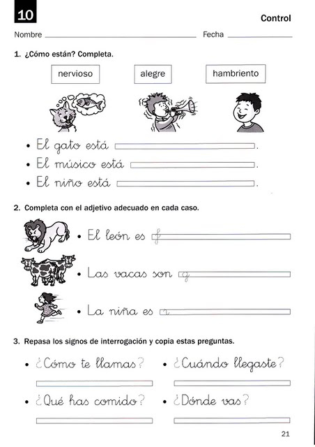 Spanish Worksheets For First Grade
