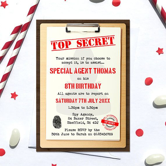 Spy Birthday Invitation Editable Invitation Instant 