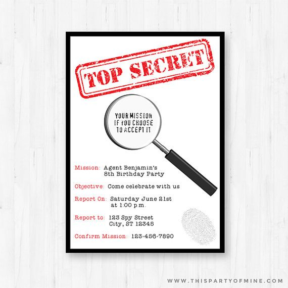 Spy Invitation Spy Party Invitation Spy Birthday 