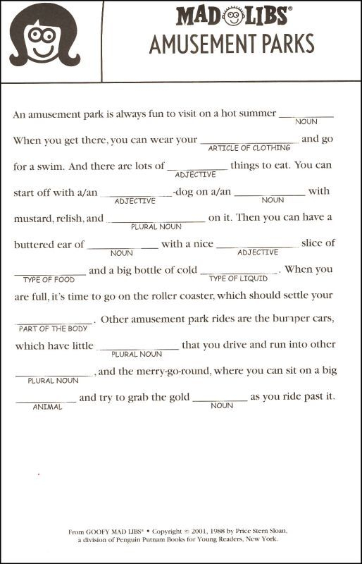 Summer Mad Libs For Kids Printable First Grade Tedy 