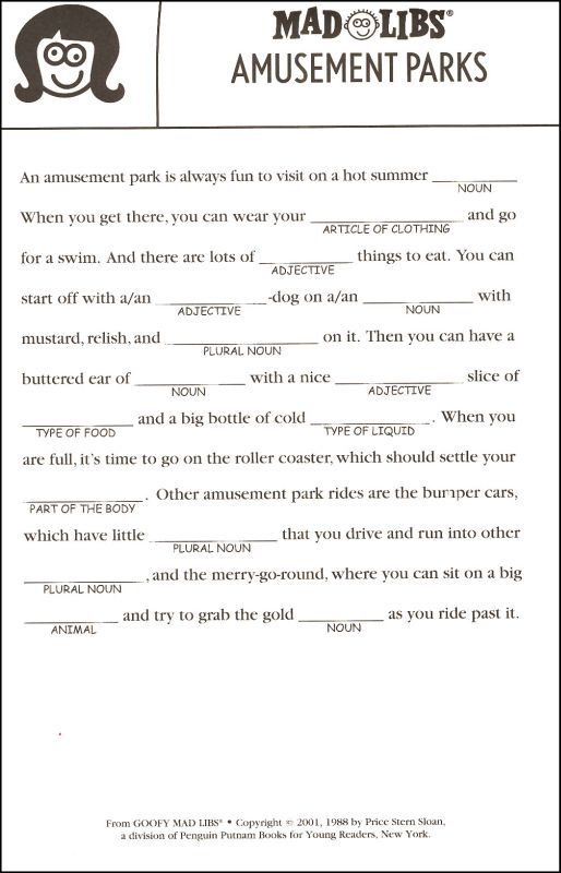 Summer Mad Libs For Kids Printable First Grade Tedy