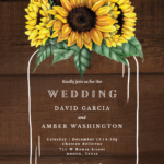 Sunflowers Filled Jar Wedding Invitation Template free