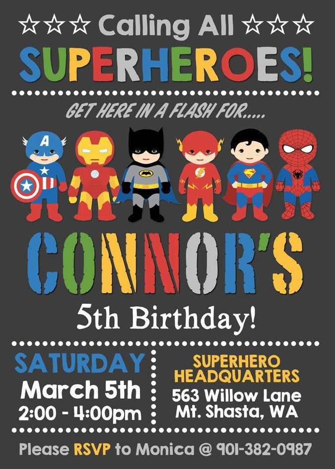 Superhero Birthday Invitation Personalized For Your Party 