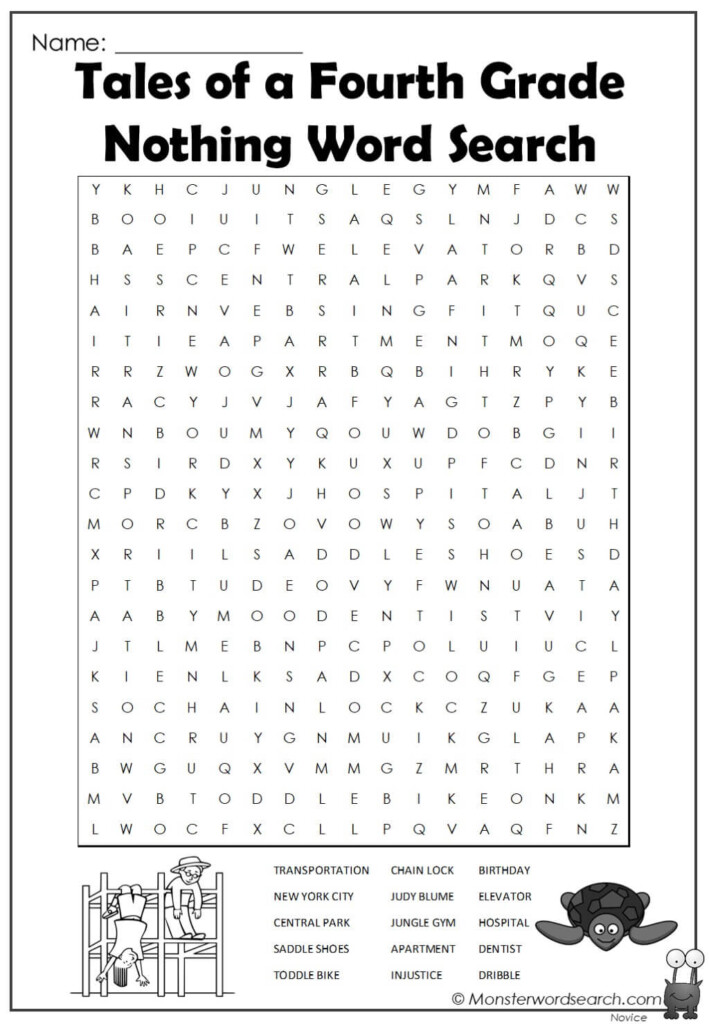 Tales Of A Fourth Grade Nothing Word Search Monster Word 