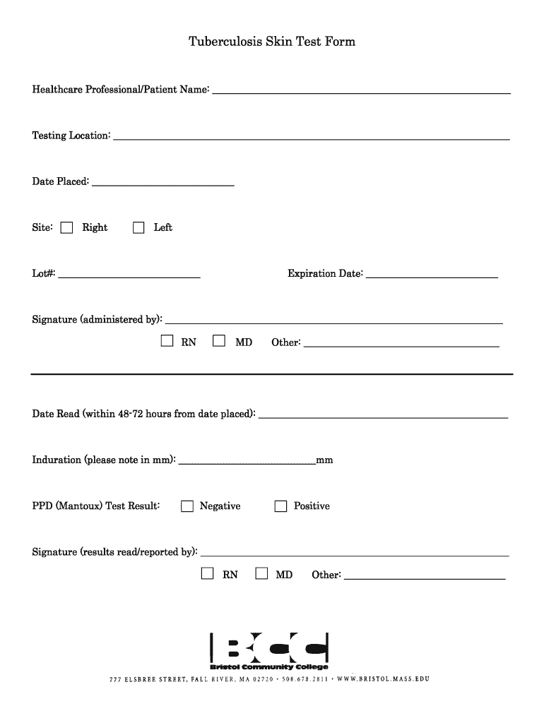 Tb Skin Test Read Form 2020 Fill And Sign Printable 