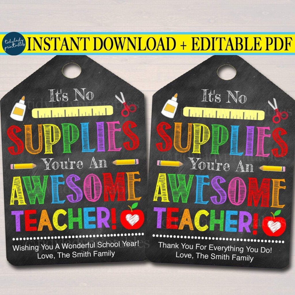 Teacher Appreciation School Supply Printable Gift Tags 