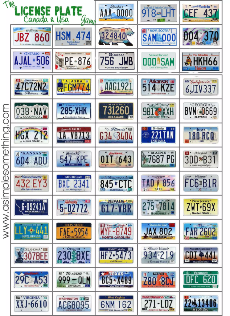 The License Plate Game Printable A Simple Something 