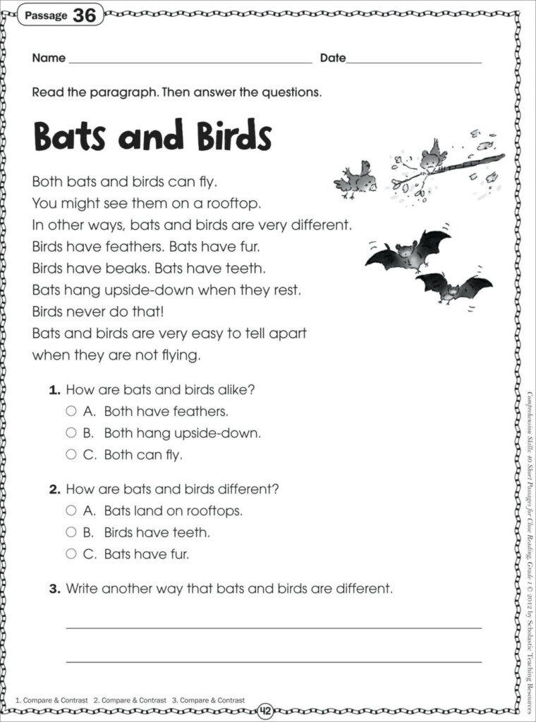 Third Grade 3rd Grade Reading Comprehension Worksheets 