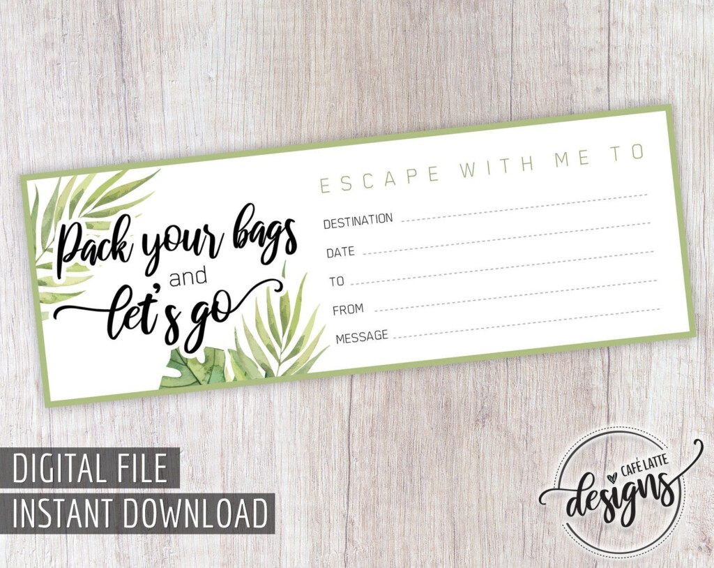 Travel Gift Certificate Printable Gift Of Travel 