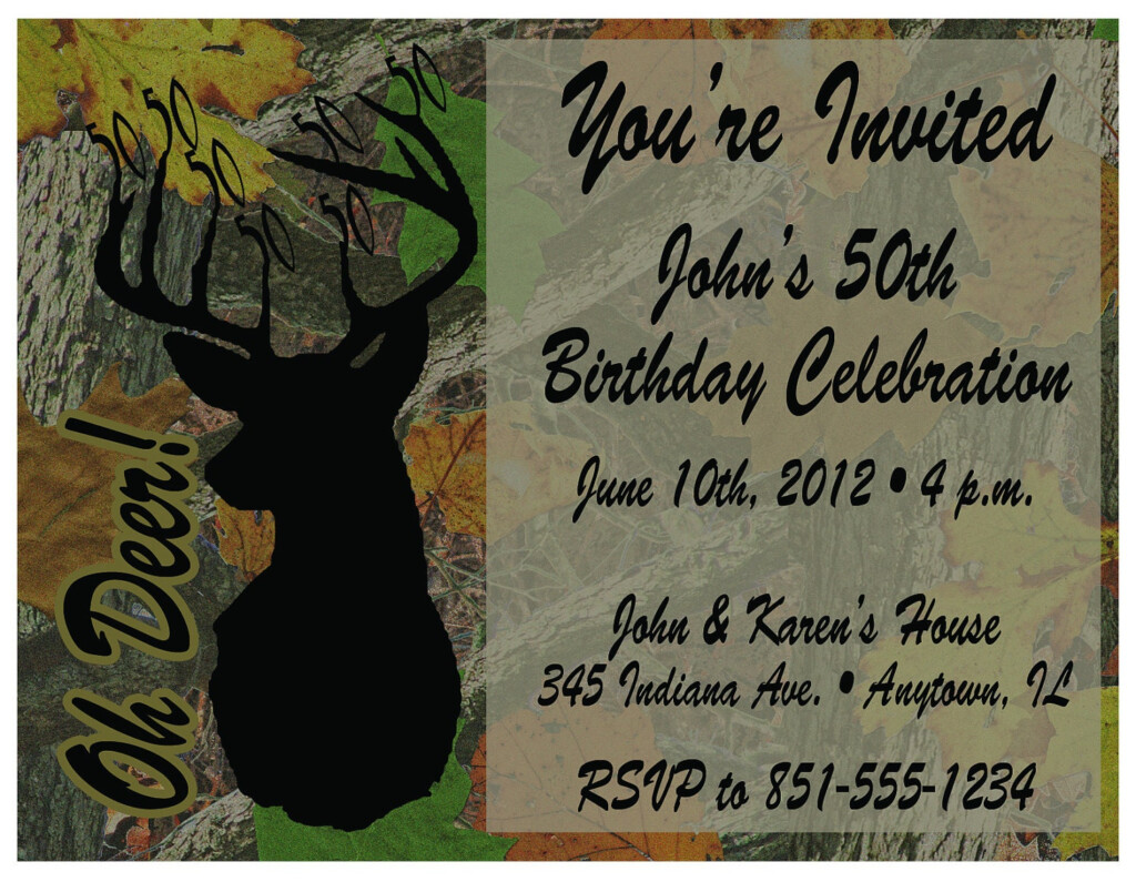 Tree Camo Deer Hunting Printable Birthday Invitations 30th