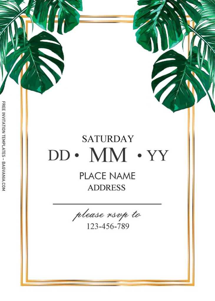 Tropical Leaves Invitation Templates Editable With MS 