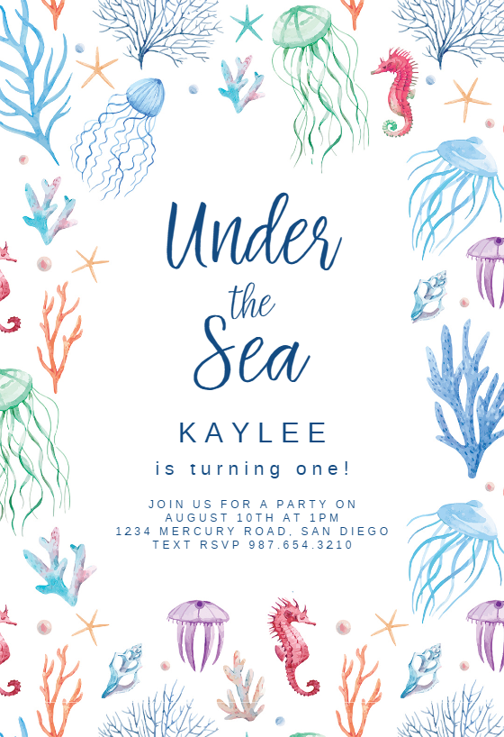 Under The Sea Birthday Invitation Template Free 