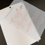 Vellum Paper Rose Gold Foiled Wedding Invitations Pink