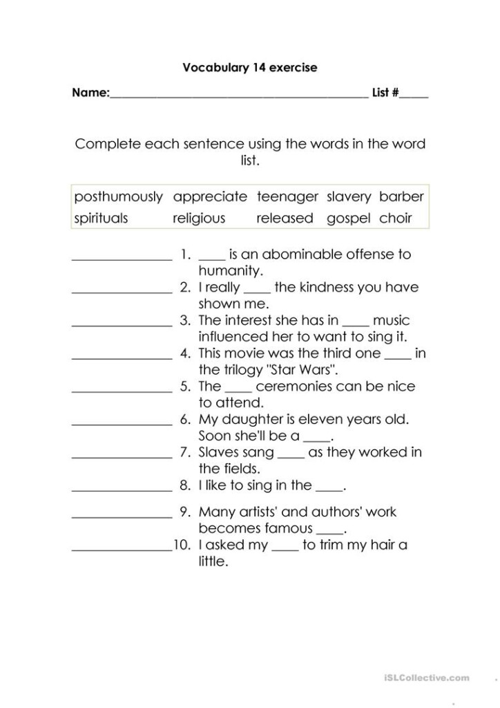 Vocabulary For 5th Grade Worksheet Free ESL Printable 