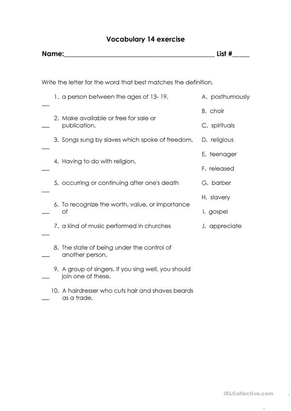 Vocabulary For 5th Grade Worksheet Free ESL Printable