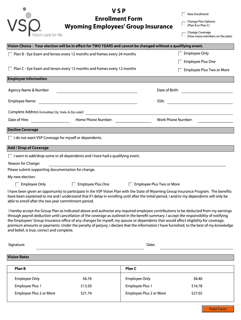Vsp Enrollment Form 2020 Pdf Fill Online Printable 