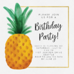 Watercolor Pineapple Birthday Invitation Template Free