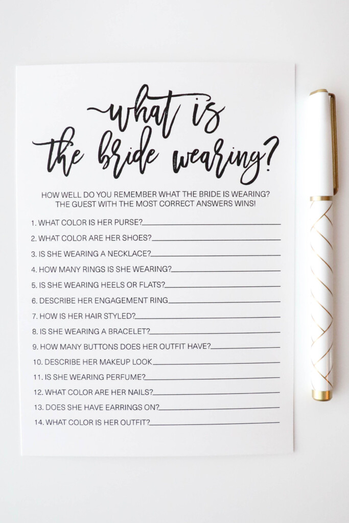 What Is The Bride Wearing Bridal Shower GamesVirtual 