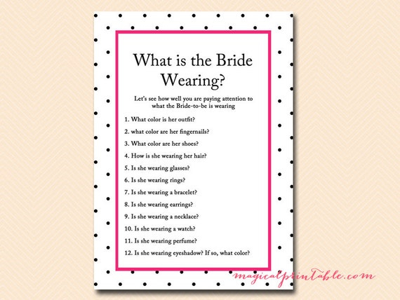 What Is The Bride Wearing Memory Game Hot Pink Black Dots