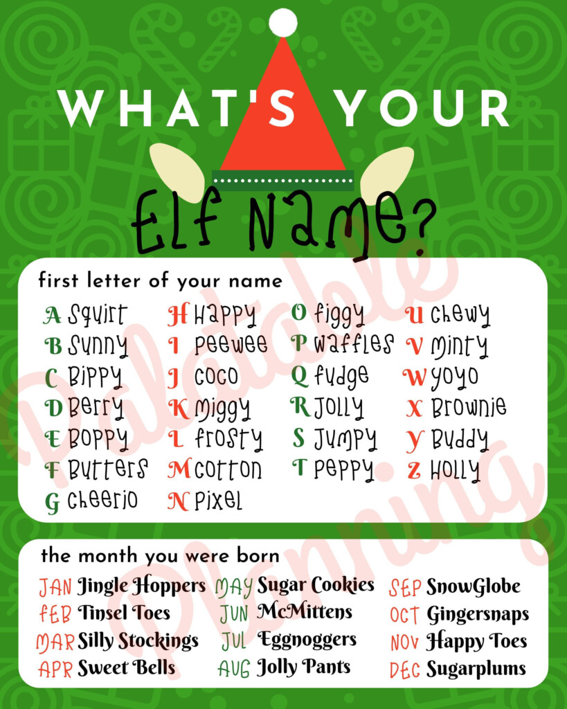 What s Your Elf Name Christmas Game Party Game Holiday 