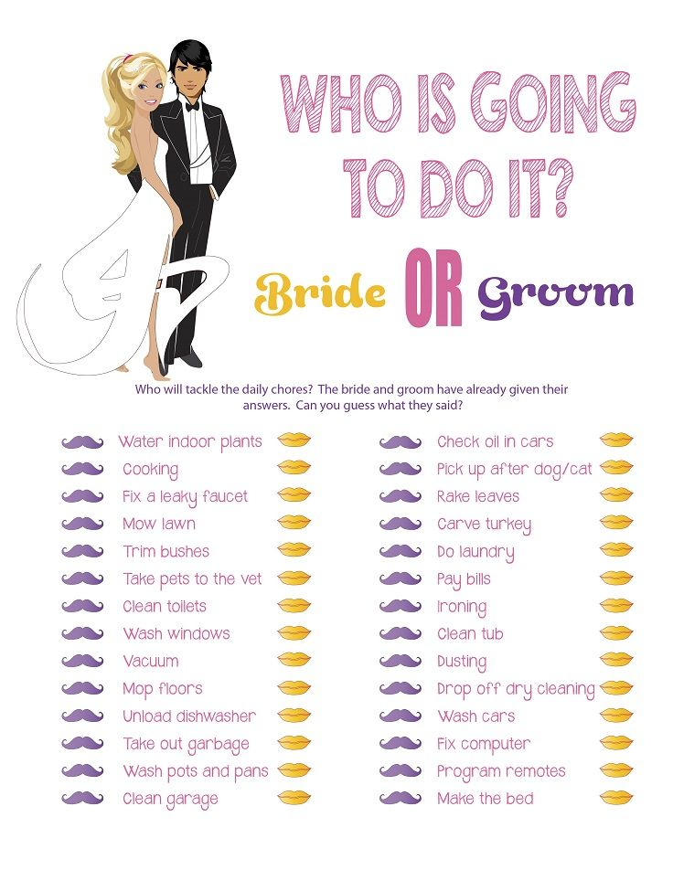 Who Is Going To Do It Bridal Shower Game Pink Wedding 