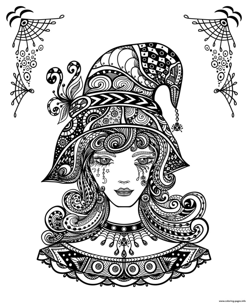 Witch Halloween For Adults Coloring Pages Printable