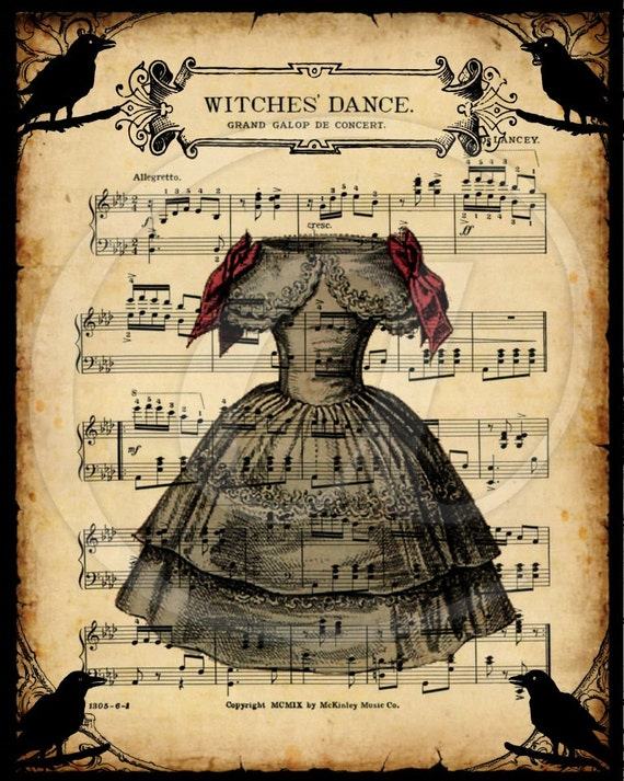 Witches Dance Vintage Sheet Music 8x10 Printable Art Digital