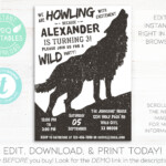 Wolf Birthday Invitation Instant Download Wolf Invitation