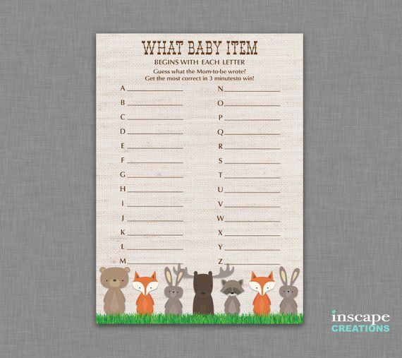 WOODLAND Animals What Baby Items Begin With This Letter 