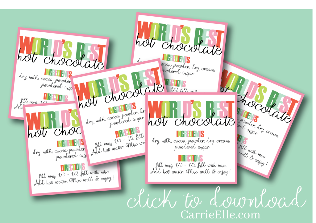 World s Best Hot Chocolate Recipe Printable Gift Tag 