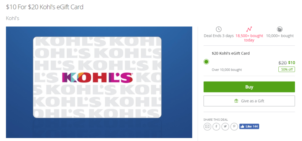  YMMV Groupon 20 Kohl s Giftcard For 10 Doctor Of Credit