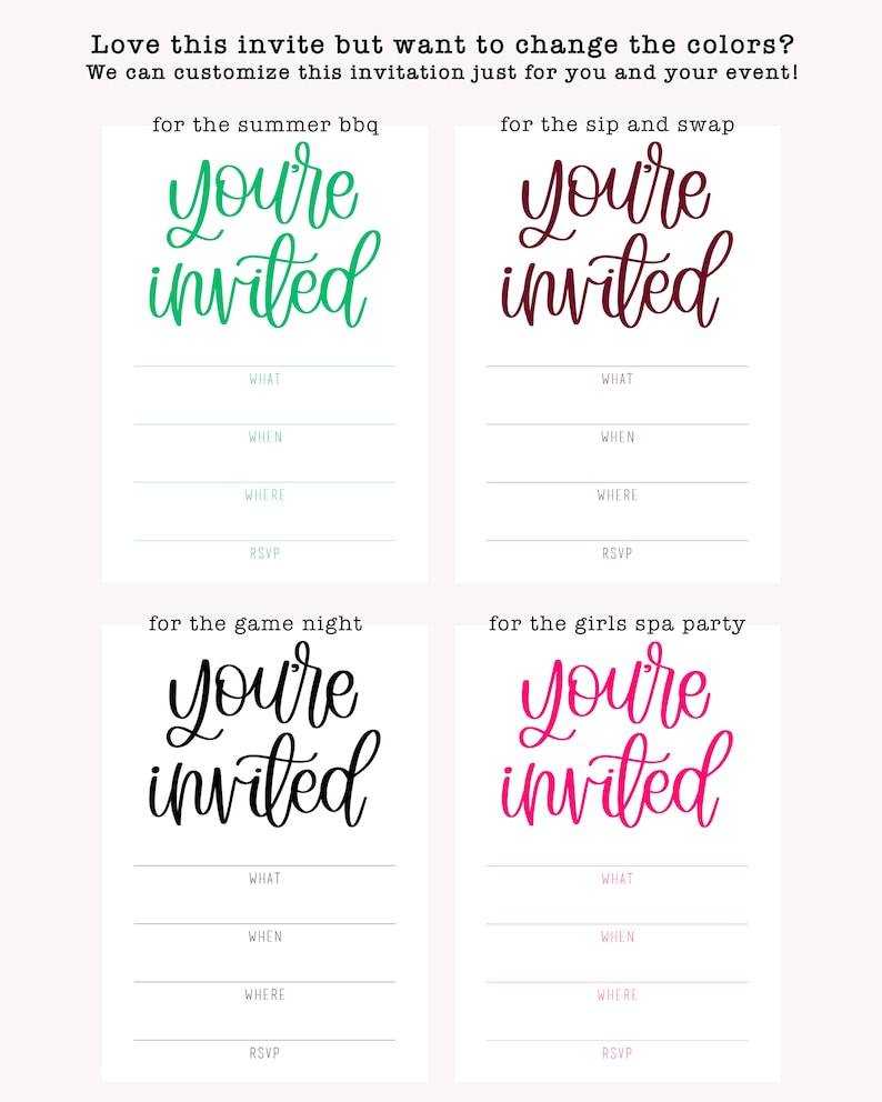 You re Invited Printable Invitations Fill In The Blank Etsy