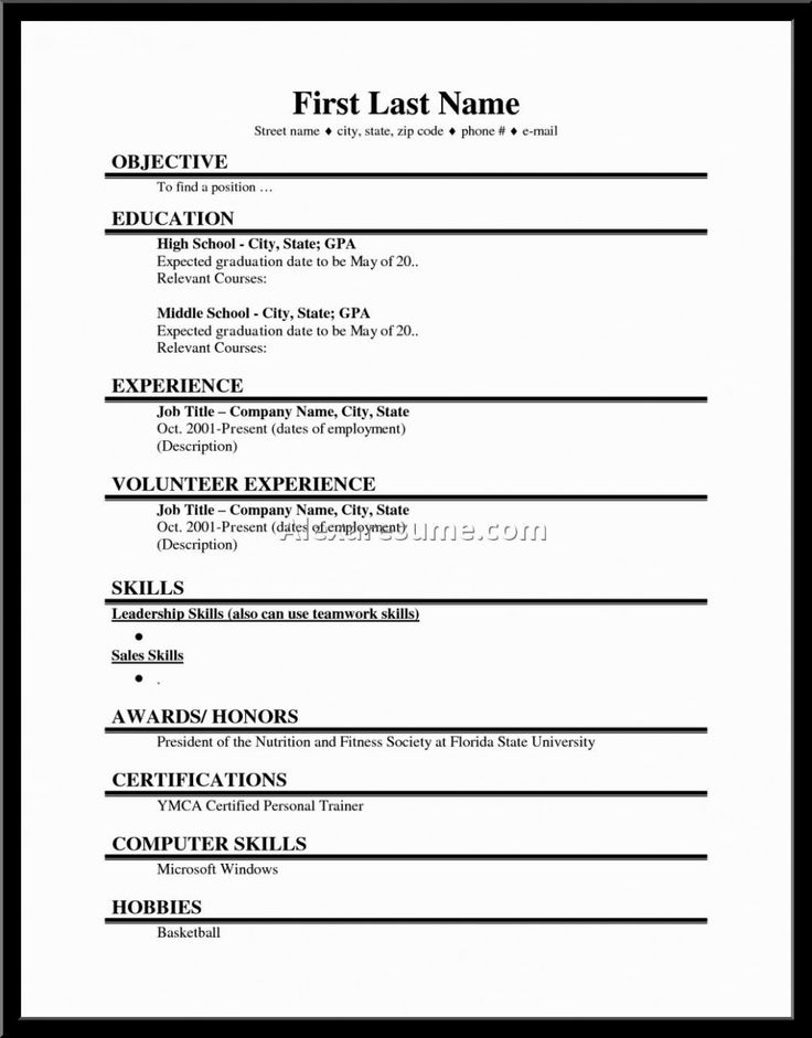 12 Printable Basic Resume Examples Student Resume Template Job 