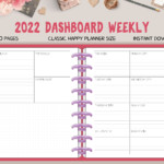 2022 Dashboard Layout Weekly Planner Printable Classic Happy Etsy