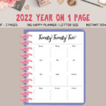 2022 Year On 1 Page Big Happy Planner Printable Letter Size Etsy