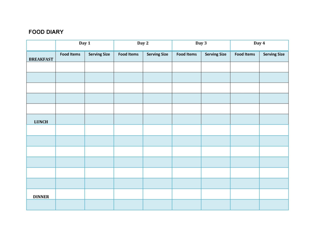 40 Simple Food Diary Templates Food Log Examples