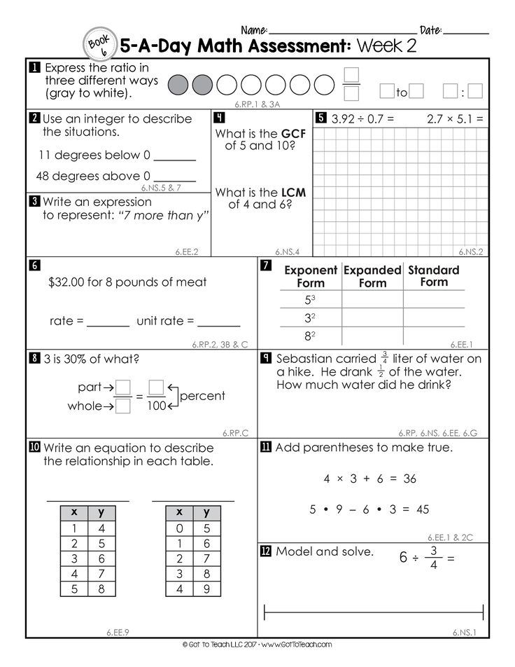 6th Grade Weekly Math Assessments Teacher Thrive Math Assessment 
