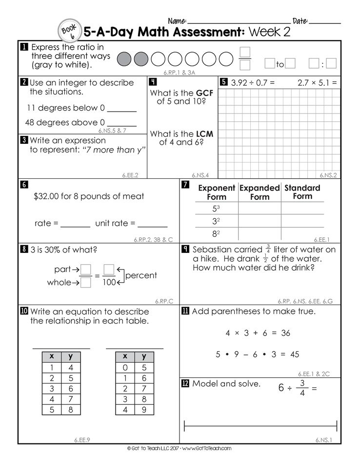 6th Grade Weekly Math Assessments Teacher Thrive Math Assessment