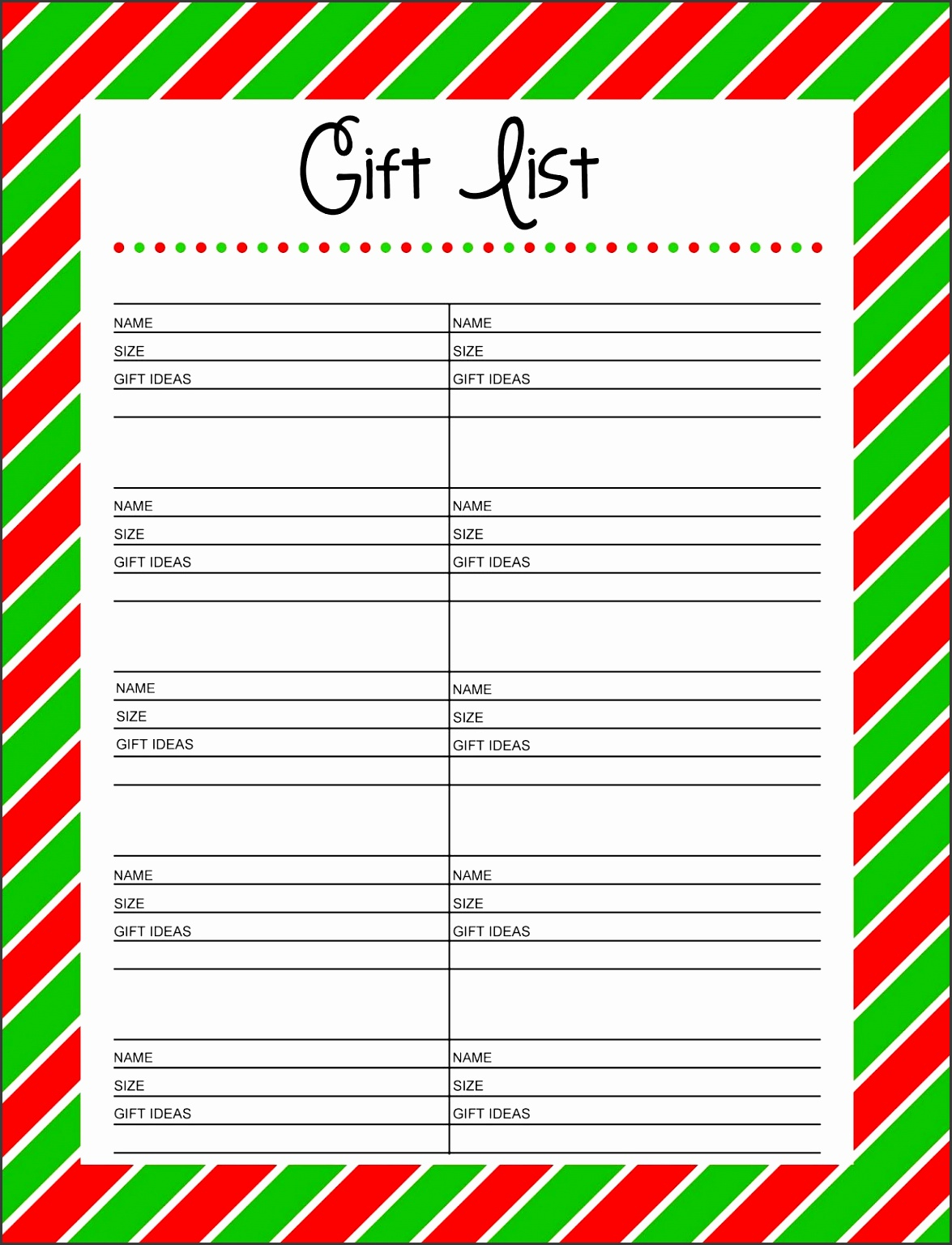 7 Christmas Present List Template SampleTemplatess SampleTemplatess