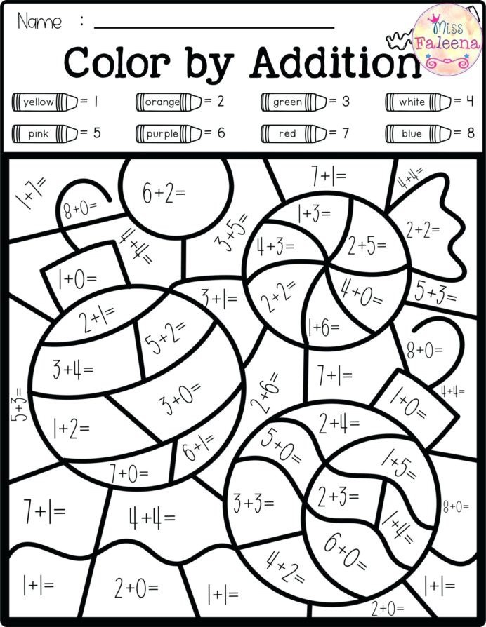 Addition Color By Number 2nd Grade Worksheets Worksheet Hero