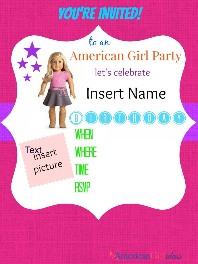 American Girl Birthday Party Invitations Free Printables American 