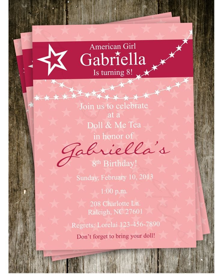 American Girl Doll Free Party Invitation