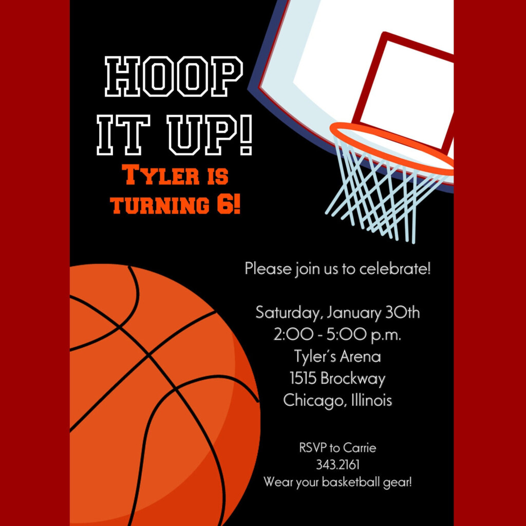 Basketball Invitation Printable Invitation Kids Birthday