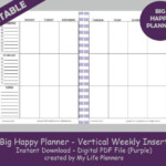 BIG Happy Planner Vertical Weekly Insert Editable Printable Etsy